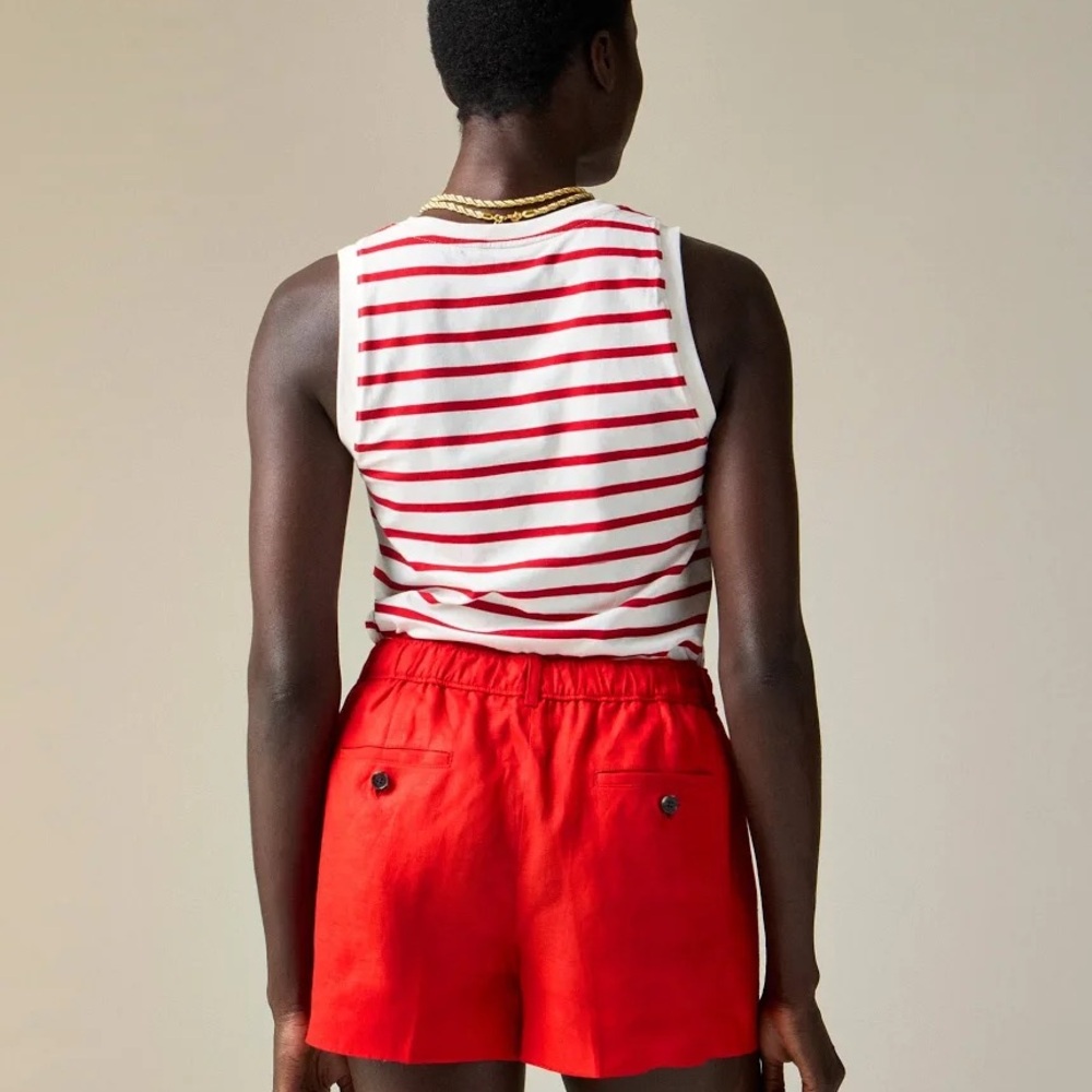 J. Crew 3” Women's Harbor Shorts 100% Linen NWT XL ARROYO - Picture 3 of 4